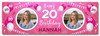 Personalised Party Banner For 20th Birthday With Photo Female Pink Balloons