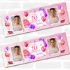 Personalised Party Banner For 20th Birthday With Photo Female Pink Cake