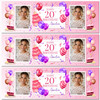Personalised Party Banner For 20th Birthday With Photo Female Pink Cake