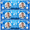 Personalised Party Banner For 21st Birthday With Photo Male Blue Balloons