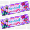 Personalised Party Banner For Kids Birthday Trolls Pink Purple