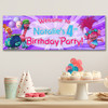 Personalised Party Banner For Kids Birthday Trolls Pink Purple