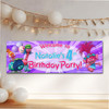 Personalised Party Banner For Kids Birthday Trolls Pink Purple