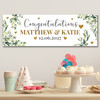 Personalised Party Banner For Wedding Day Congratulations Gold Silver Glitter