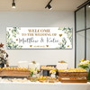 Personalised Party Banner For Wedding Day Welcome Foliage Gold Silver Glitter