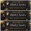 Personalised Party Banner For New Year Party Welcome Champagne Drink Black Gold