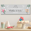 Personalised Party Banner For Wedding Day Congratulations Heart Silver Champagne