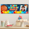 Personalised Party Banner For Kids Birthday Basketball Photo
