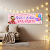 Personalised Party Banner For Kids Birthday Dark Skin Girl Spa Pamper Party