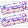 Personalised Party Banner For Kids Birthday Purple Pink Butterflies