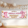 Personalised Party Banner For Kids Birthday Girls Pink Cowboy Boots