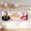 Personalised Party Banner For Kids Birthday Girls Pink Cowboy Boots Photo