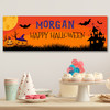 Personalised Party Banner For Halloween House Pumpkin Bat Orange