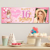 Personalised Party Banner For Kids Birthday Pink Blond Girl Balloons Photo