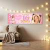 Personalised Party Banner For Kids Birthday Pink Blond Girl Balloons Photo