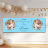 Personalised Party Banner For Christening Boys Photo Blue Flowers