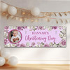 Personalised Party Banner For Christening Girl Photo Pink Flowers Cross
