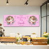 Personalised Party Banner For Christening Girls Photo Pink Flowers