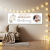 Personalised Party Banner For Christening Photo Welcome Cross Green Foliage