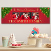 Personalised Party Banner For Christmas Family Photo Red Gold Baubles