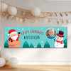 Personalised Party Banner For Christmas Photo Blue Santa Snowman