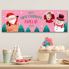 Personalised Party Banner For Christmas Photo First Christmas Pink Santa Snowman