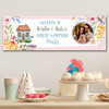 Personalised Party Banner For Housewarming New Home Photo Floral Home Pink