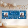 Personalised Party Banner For Retirement Male Photo Blue Stars