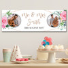 Personalised Party Banner For Wedding Day Photo Flowers Pink Gold
