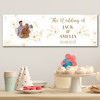 Personalised Party Banner For Wedding Day Welcome Photo Gold Line Flowers Soft