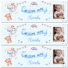 Personalised Party Banner For New Baby Boy Welcome Home Photo Bear Blue Balloons