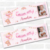 Personalised Party Banner For New Baby Girl Welcome Home Photo Bear Pink Balloon
