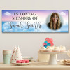 Personalised Party Banner For Funeral Wake Photo Loving Memory Clouds