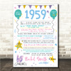Born In 1959 Colour Birthday Facts Any Year Any Age Personalised Birthday Print