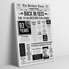 Born In 1933 Grey Newspaper Birthday Facts Any Year Any Age Personalised Print