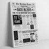 Born In 2015 Grey Newspaper Birthday Facts Any Year Any Age Personalised Print