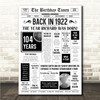 Born In 1922 White Newspaper Birthday Facts Any Year Any Age Personalised Print