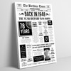 Born In 1948 White Newspaper Birthday Facts Any Year Any Age Personalised Print