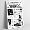 Born In 1949 White Newspaper Birthday Facts Any Year Any Age Personalised Print