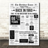 Born In 1960 White Newspaper Birthday Facts Any Year Any Age Personalised Print
