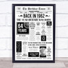 Born In 1962 White Newspaper Birthday Facts Any Year Any Age Personalised Print