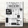 Born In 1985 White Newspaper Birthday Facts Any Year Any Age Personalised Print