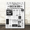 Born In 1986 White Newspaper Birthday Facts Any Year Any Age Personalised Print