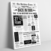 Born In 1999 White Newspaper Birthday Facts Any Year Any Age Personalised Print