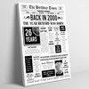 Born In 2000 White Newspaper Birthday Facts Any Year Any Age Personalised Print