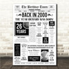 Born In 2000 White Newspaper Birthday Facts Any Year Any Age Personalised Print