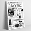 Born In 2015 White Newspaper Birthday Facts Any Year Any Age Personalised Print