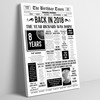 Born In 2018 White Newspaper Birthday Facts Any Year Any Age Personalised Print
