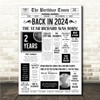 Born In 2024 White Newspaper Birthday Facts Any Year Any Age Personalised Print
