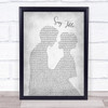 John Legend You & I Grey Song Lyric Man Lady Bride Groom Wedding Print - Or Any Song You Choose